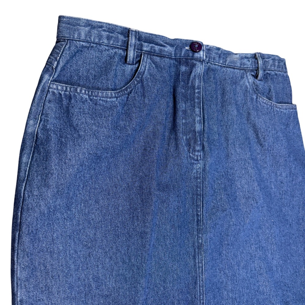 VTG Ruby Rd Denim Maxi Skirt Women Size 12 Patchwork Velvet Boho Whimsigoth - Picture 4 of 11